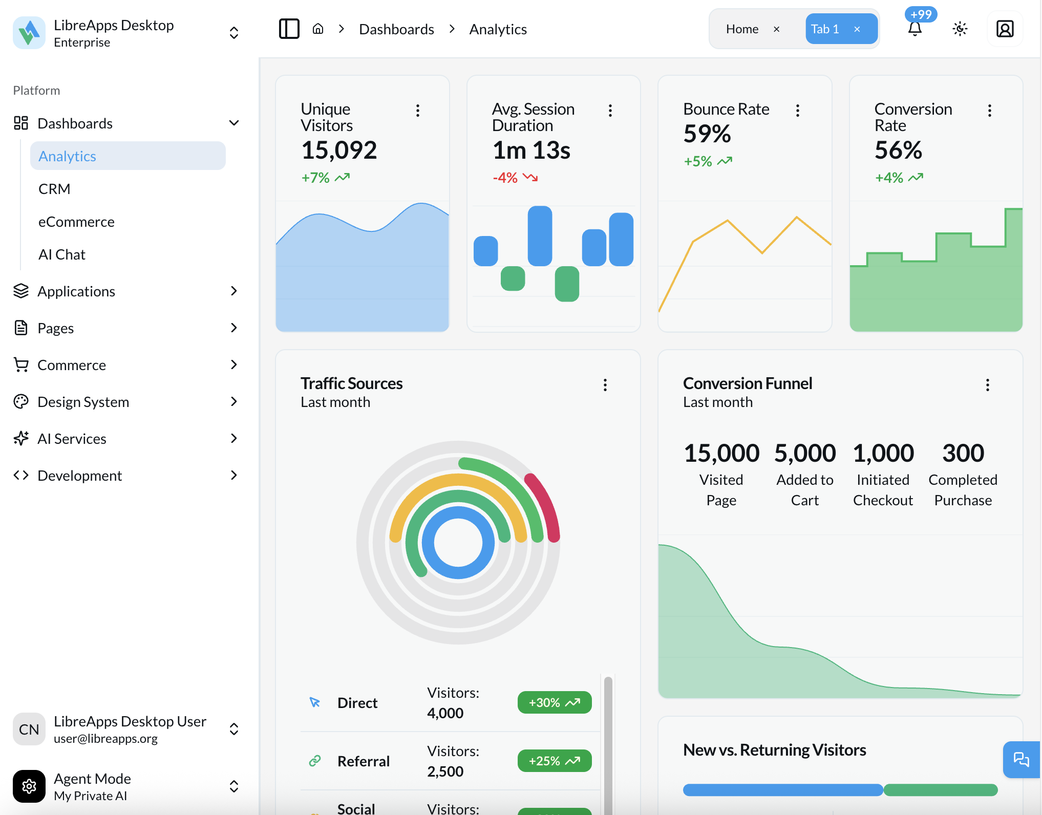 Tablet Mode with Menu
